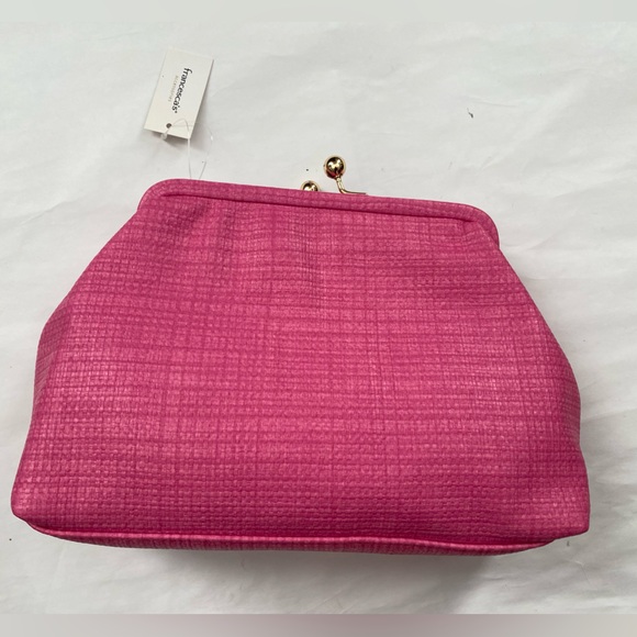Francesca’s Collections fuscia pink Sophie Frame Chain Clutch Crossbody Bag Purs - Picture 7 of 8